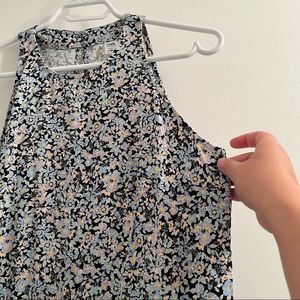 Simons Twik Long Slit Blouse Black Floral size M